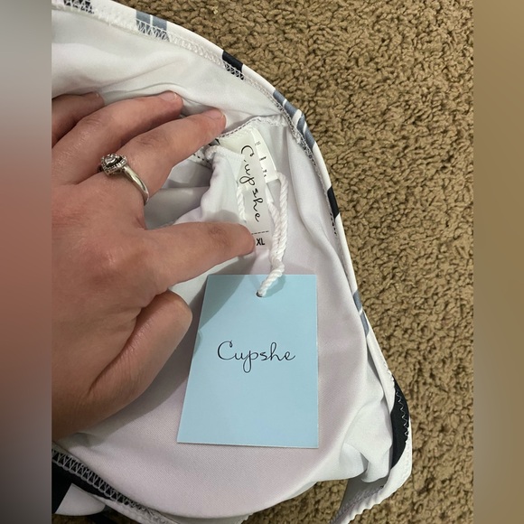 CupShe Striped Halter One Piece Swimsuit - Picture 6 of 7